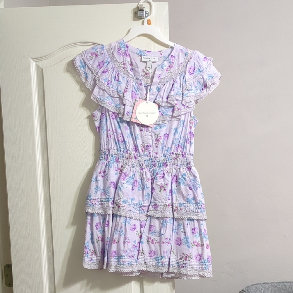 LoveShackFancy Purple and Blue Ruffled Sundress